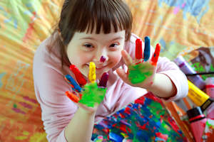 Happy Child Finger Painting