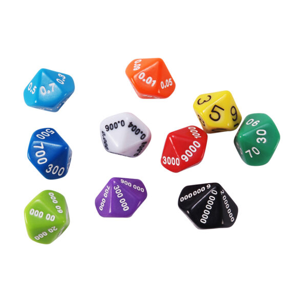 90 9000 Teachers Resources 900 10 Sided Dice:  4 dice 1 each of 9 