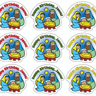 Happy Birthday Jesus Shape Stickers